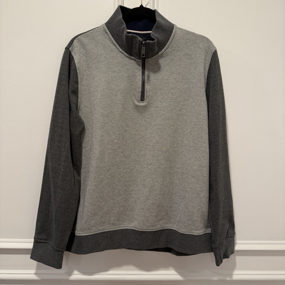 Magaschoni Men's Size M/M‎ Gray Colorblock Quarter Zip Pullover Sweater